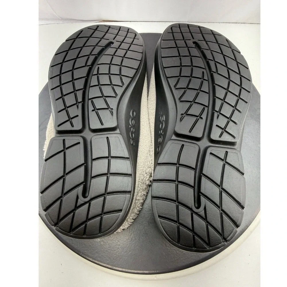 Oofos Oocoozie Mule Mens Size 10 Gray Sherpa Comfort Recovery Slip On Shoes NEW